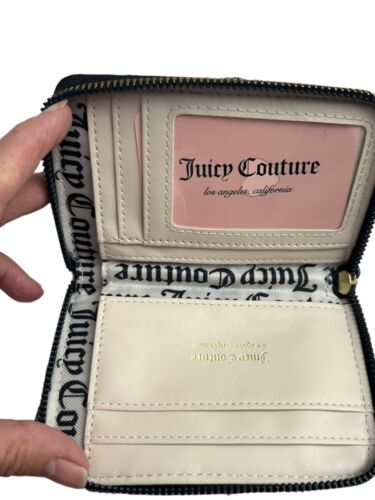 JUICY COUTURE BLACK PLEATS PLEASE SMALL Z/A WALLET-GOLD LOGO & STUDS -UNIQUE!!