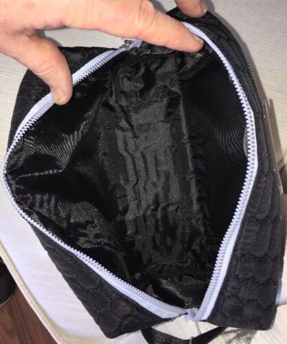 AIMEE KESTENBERG ISABELA LARGE ZIP AROUND BLACK QUILT W/LIGHT BLUE TRIM T00145