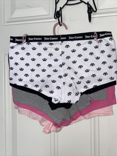 Juicy Couture~Women Boyshort Underwear Panties Cotton Blend 5-Pair JC7530~WOW~L