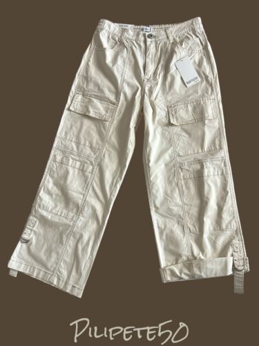 Kensie Jeans Cargo Capri Convertible Pants Size 8/ 29~Preppy~Cream~Retail $68