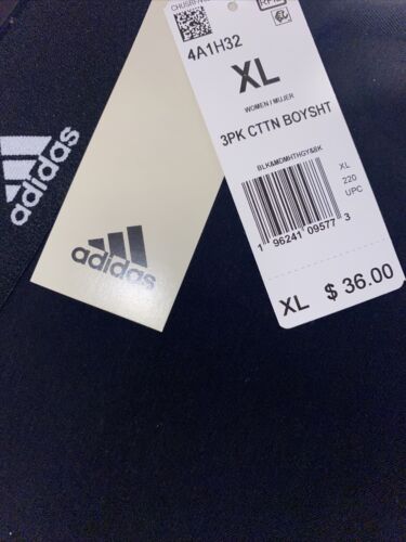 Adidas Women's 3-PK Cotton Boy Shorts Underwear 4A1H32 (Size L) NWT MSRP $36