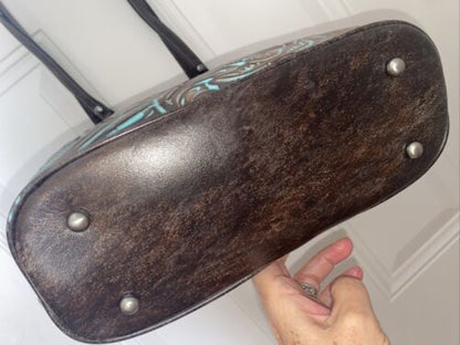 Patricia Nash Albi Tooled Turquoise Convertible Backpack  Tooled $249.00~UNIQUE