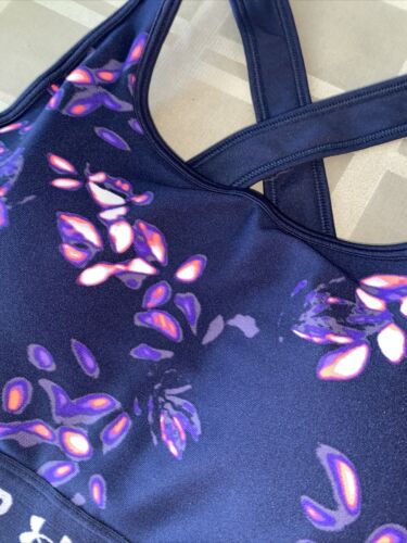 Women's Under Armour Cossback Navy Floral Print Mid Impact Sports Bra~BEAUTIFUL!
