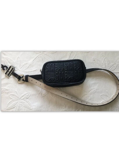 Steve Madden Fanny Pack Black Faux Leather- Steve Madden Logo UNISEX-RARE FIND!!