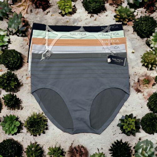 NAUTICA~NT9935 -5 PCK SIZE 3X~MULTICOLOR~SOFT HIGH WAIST BRIEF PANTIES GREAT FIT