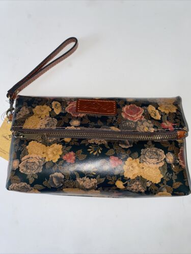 PATRICIA NASH Valerie DENIM FIELD DF OLIVELeather Wristlet Clutch BEAUTIFUL!!