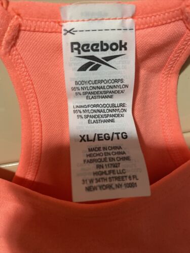 Reebok Tone Seamless Bra Electric Coral Heather Medium Support XLarge MSRP $40