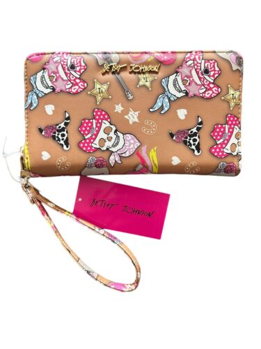 Betsey Johnson Zip Around Wristlet Wallet SKULLS~Multicolor~All Year HALLOWEEN!￼