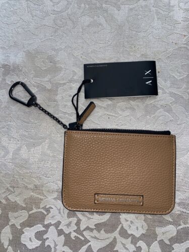 Armani Exchange Light Brown Pebble Leather Coin Purse & Key Chain Style C05550