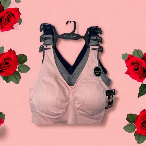 DELTA BURKE 3 Pack SEAMLESS BRAS~ REMOVABLE CUP~MULTICOLOR~BEAUTIFUL ~GREAT FIT!