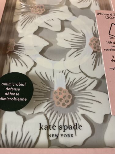 Kate Spade Phone Case iPhone 14 Pro  6.1" Floral Pink Rhinestone Beautiful!!!
