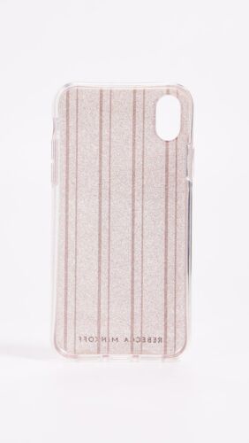 Rebecca Minkoff Metallic Stripe iPhone XR Case, Silver/Pink, iPhone XR NEW