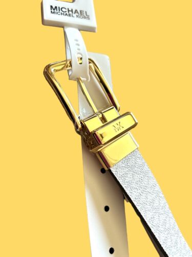 Michael Kors Belt ReversibleVanilla & White Small MK Logo Gold Buckle ALL SIZES