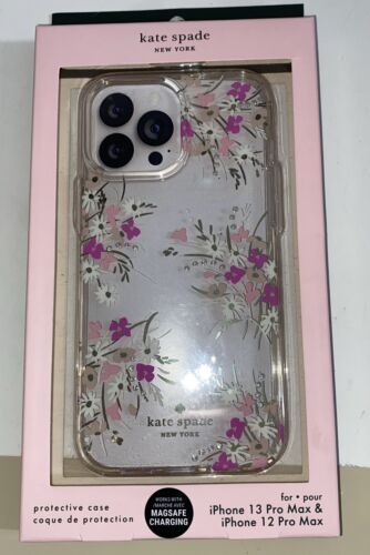 Kate Spade Phone Case For iPhone 12&13 Pro Max Floral Metallic Rhinestone Beauty
