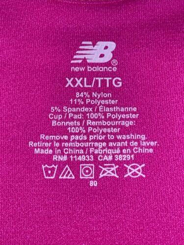 NEW BALANCE Medium Impact Sports Bra Style # 112002  Size XXL PEONY/White CUTE