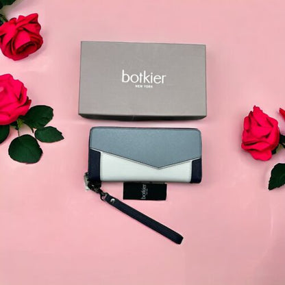 Botkier NY Cobble Hill Zip Ink Combo~Multicolor~Wristlet Wallet Leather MSRP$118