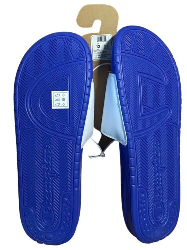 Men's Champion lpo Squish Slide Sandal- Superslide Jock Blue/White Strap Size 12