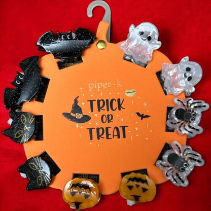 Piper K Set of 10 Mini Halloween Hair Claw Clips Spider Ghost Pumpkin Bat Cat