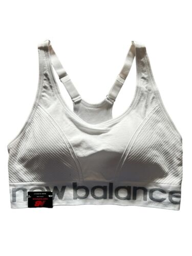 NEW BALANCE Medium Impact Sports Bra Style R000300~ Size XL~WHITE~ EXCELLENT FIT