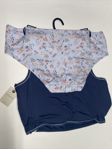 LUCKY BRAND~SET  BLUE BRA~FLORAL BIKINI PANTY ~STYLE LVD50930~L ~UNIQUE!!