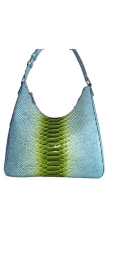 Brahmín Tabitha Limeade Rivers Genuine Leather~ LIGHT BLUE & GREEN~NEW~UNIQUE!