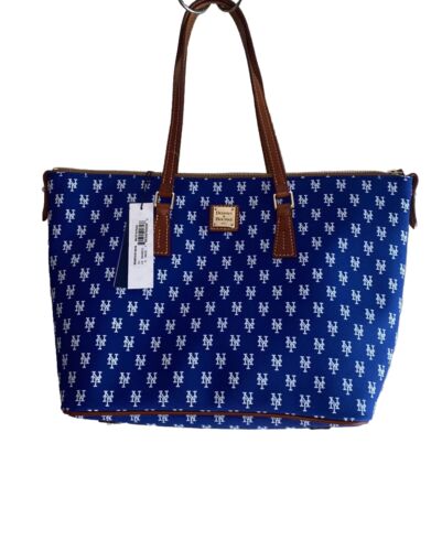 DOONEY & BOURKE New York Mets Zip Top Large Shopper Tote Bag Handbag Blue~UNIQUE