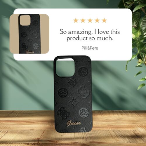 GUESS iPhone 15 Pro Max Phone  Case Black Saffiano~Slim Profile~Drop Protection