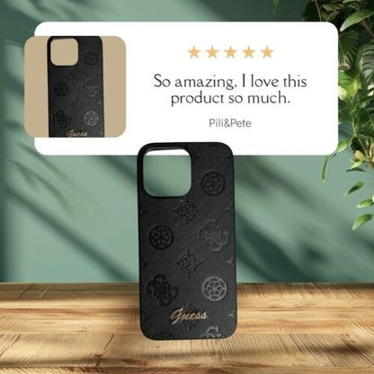 GUESS iPhone 15 Pro Max Phone  Case Black Saffiano~Slim Profile~Drop Protection