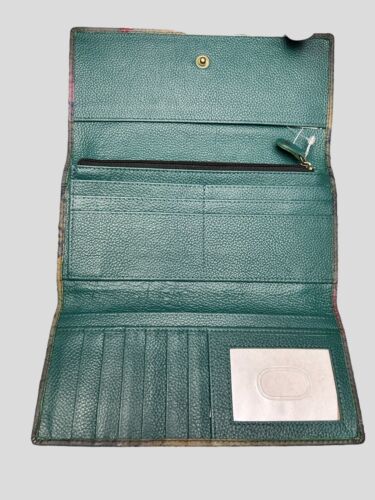 Anna by Anuschka Womens Tri-fold Clutch Wallet - Genuine Leather Hand Painted