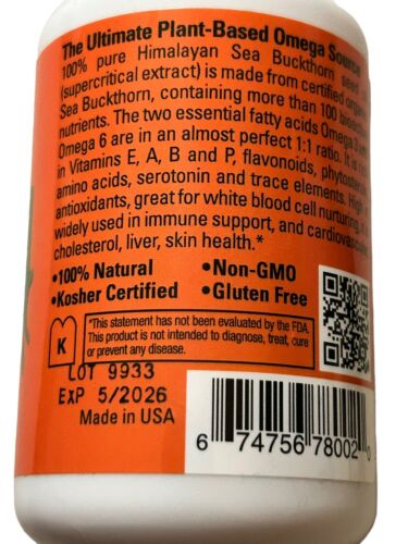 Seabuck Wonders Sea Buckthorn 1000 mg Oil-Omega 3, 6, & 9 Complete - 60 Softgels