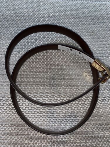 MICHAEL KORS BELT REVERSIBLE VANILLA/BROWN PRINTED MK LOGO "SKINNY" LOGO BUCKLE!