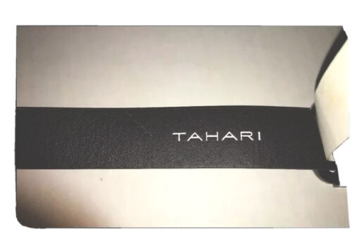 TAHARI BELT UNISEX BLACK TEXTURED FAUX LEATHER LOGO BUCKLE MSRP $40