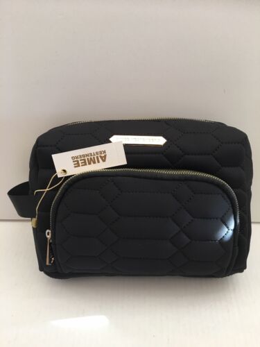 AIMEE KESTENBERG LARGE ISABELA BLACK DIAMOND PYTHON QUILTED GOLD ZIPPER