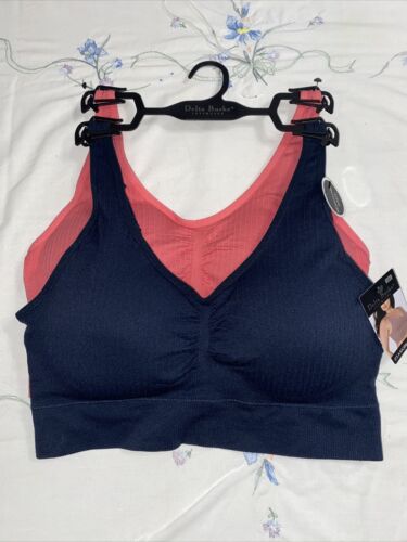 Delta Burke 2-Pack Seamless Bras 2X Soft Comfort Lounge Removable Pads DB5496