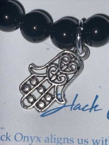 BLACK ÓNIX GENUINE GEMSTONE  BRACELET  SAGRED STONE CIRCLE~NIB~REAR FIND~UNIQUE