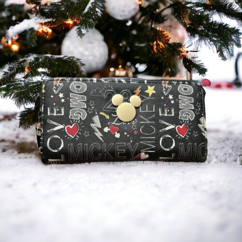 Disney Mickey and Minnie Mouse Zip Around Wallet Organizer~ Bio World~Multicolor