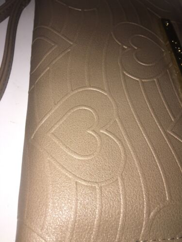 Betsey Johnson Zip Around Wallet/Wristlet Raised Hearts Stone Color NWT