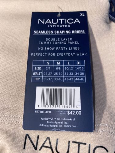 NAUTICA INTIMATES NT7106 3PKD MF SEAMLESS SHAPING BRIEF~Sze. XL~ GREAT FIT! NWT