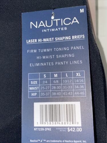 NAUTICA INTIMATES NT7239 2PKD MF SEAMLESS SHAPING BRIEF PANTIES GREAT FIT! NWT