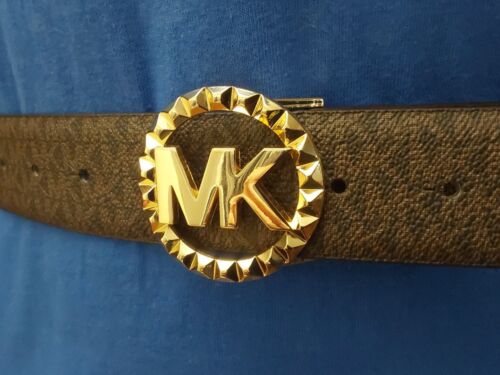 MICHAEL KORS BELT CHOCOLATE SPECIAL MK LOGO GOLD BUCKLE LOGO ON BELT MSRP $68