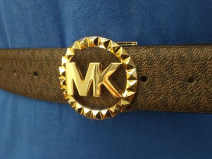 MICHAEL KORS BELT CHOCOLATE SPECIAL MK LOGO GOLD BUCKLE LOGO ON BELT MSRP $68