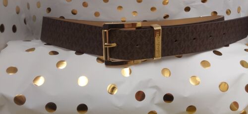 MICHAEL KORS BELT CHOCOLATE WITH MINI MK LOGO WITH GOLD BUCKLE NICE!!!