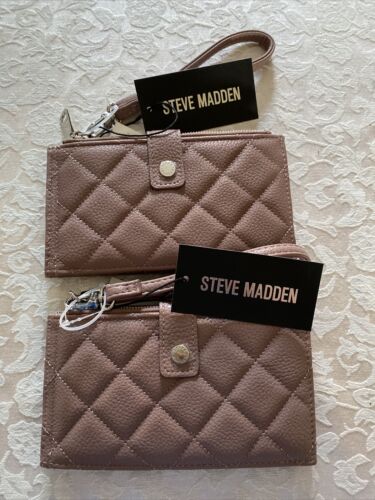 STEVE MADDEN MAUVE WALLET WRISTLET  FOLD OUT DOUBLE ZIPPER SMOOTH TEXTURE CLASSY