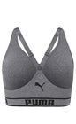 PUMA Women's Seamless Sports Bra - Heather Gray/Black Low Support  SUPER CUTE!!