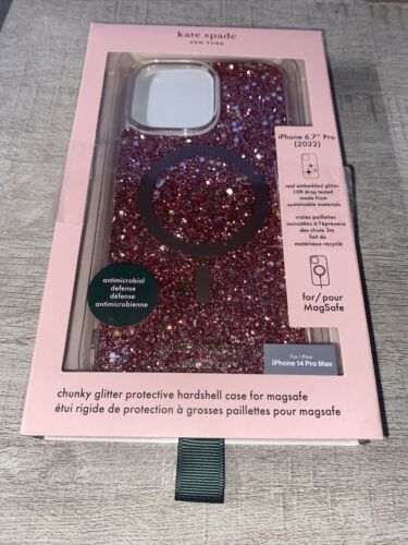 Kate Spade Phone Case iPhone 14 Pro Max  Magsafe Rosy Glitter Beautiful!!