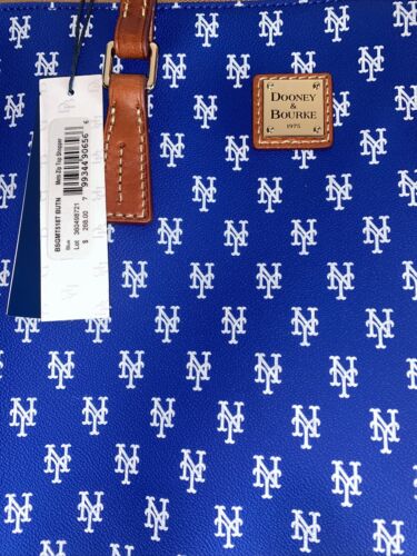 DOONEY & BOURKE New York Mets Zip Top Large Shopper Tote Bag Handbag Blue~UNIQUE