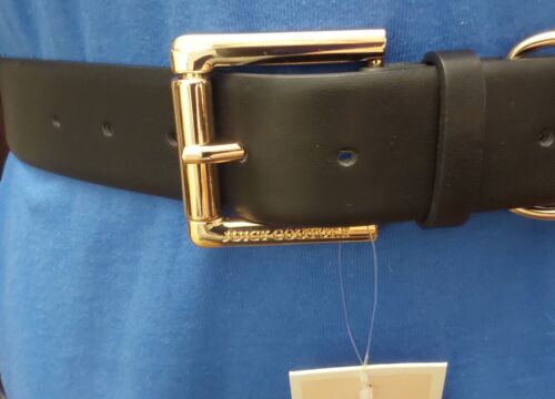 JUICY COUTURE BELT BLACK WITH GOLD BUCKLE AND GOLD LOOP AND JUICY CHARM SWEET!!!