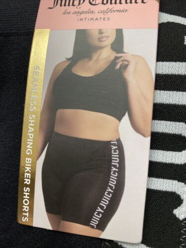 Juicy Couture 2 PK Biker Shorts Seamless Shaping Women’s 3XL Black & Gray NEW