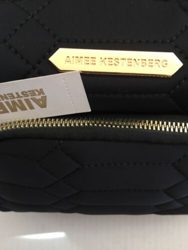AIMEE KESTENBERG LARGE ISABELA BLACK DIAMOND PYTHON QUILTED GOLD ZIPPER