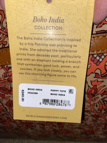 Patricia Nash Poppy Leather Tote Boho India Handbag New LOVELY!! Retail $249